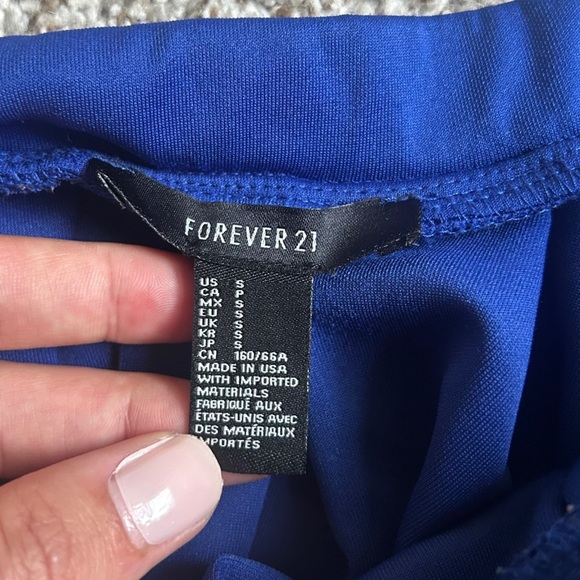 🦋 Forever 21 Royal Blue Skater Skirt Mini Casual Cheerleader High Waist Small - Picture 2 of 5